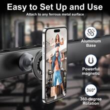 1个适用于健身房和高尔夫球车的磁性手机支架 - 360°旋转，重型磁铁底座（适用于铁质表面）。易于安装（不防水）。兼容4.7-6.5英寸手机 - 非常适合锻炼和自拍，兼容和安卓手机，是生日、家人、朋友的礼物，车载配件，车载手机支架 - 彩色 - 查看 7