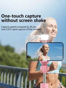 Statyw do selfie Bluetooth ze światłem wypełniającym i pilotem, kompatybilny z większością smartfonów, oświetlenie LED, przenośne, ściemnialne oświetlenie LED do aparatów i kamer, vlogów, do selfie, nagrywania wideo, spotkań Zoom, wywiadów, transmisji na żywo, vlogów, spotkań rodzinnych, sesji zdjęciowych na imprezach świątecznych, również do selfie z ręki i aktywności na świeżym powietrzu - Wielokolorowe - Zobacz 10
