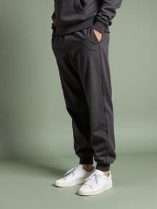 Debex Men's Thick Flannel Jogger Winter Cold Sweatpants - 深灰色 - 查看 7