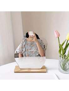 Espejo de maquillaje asimétrico, espejo de fotografía, espejo DIY asimétrico para dar forma, decoración de escritorio de acrílico - Plateado - Ver 3