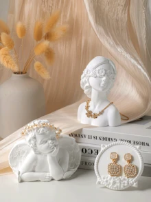 1 قطعة حامل عرض مجوهرات على شكل رأس إنساني من الراتنج بطراز أوروبي مبتكر، مناسب لتخزين الأقراط والقلائد والقلادات للفتيات. قطعة ديكورية يمكن وضعها في غرفة المعيشة أو خزانة السرير، ديكور الغرفة - متعدد الألوان - مشاهدة 7