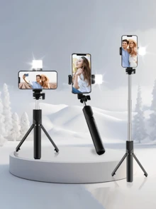 Statyw do selfie Bluetooth ze światłem wypełniającym i pilotem, kompatybilny z większością smartfonów, oświetlenie LED, przenośne, ściemnialne oświetlenie LED do aparatów i kamer, vlogów, do selfie, nagrywania wideo, spotkań Zoom, wywiadów, transmisji na żywo, vlogów, spotkań rodzinnych, sesji zdjęciowych na imprezach świątecznych, również do selfie z ręki i aktywności na świeżym powietrzu - Wielokolorowe - Zobacz 8