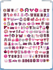 8/20/38件粉色系列DIY鞋饰，适用于钥匙链、凉鞋、沙滩包等，PVC材质，优质流行装饰配件，圣诞节、生日、派对的绝佳礼物 - 彩色 - 查看 1