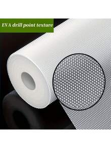 1 Rollo de 11.8*118 pulgadas Forro para estantes, forro para cajones, forro para gabinetes. Material de EVA semi-transparente, resistente al agua, a la humedad, al moho, al aceite y antideslizante. Grueso, resistente al desgaste, lavable y reutilizable, se puede cortar a medida, adecuado para estantes, gabinetes, refrigeradores, cajones, estantes para zapatos, sin adhesivo - Blanco - Ver 15