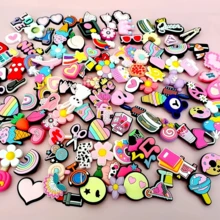 100pcs Assorted Colorful Decorative Elements, Fashionable Shoe Ornaments Decorative Buttons, Unisex Accessories, Random Color & Style Summer, School - Multicolor - View 3