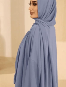 1 件时尚休闲带袖头巾，穆斯林长袍吉尔巴布连衣裙，伊斯兰服装适合女性日常穿着 - 彩色 - 查看 11