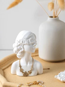 1 قطعة حامل عرض مجوهرات على شكل رأس إنساني من الراتنج بطراز أوروبي مبتكر، مناسب لتخزين الأقراط والقلائد والقلادات للفتيات. قطعة ديكورية يمكن وضعها في غرفة المعيشة أو خزانة السرير، ديكور الغرفة - متعدد الألوان - مشاهدة 6