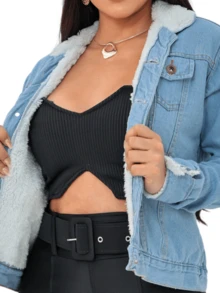 Women Denim Jackets & Coats - Medium Wash - View 7