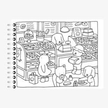 Cuaderno con  200 dibujos de Boobie Good PASTA GRUESA - FUCSIA-AMARILLO - Ver 2