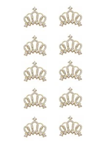 10pcs 0.98x0.95 Inch / 2.49x2.41 Cm Rhinestone Crown Design Charms, Craft Supplies DIY Handmade Party Jewelry Decorations