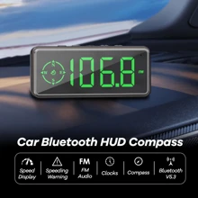 REMAX 车载 GPS 数字车速表、GPS 指南针抬头显示器（适用于所有车型）、带 FM 收音机、支持存储卡、时间显示、汽车配件、超实用户外运动汽车用品 - 黑色 - 查看 13