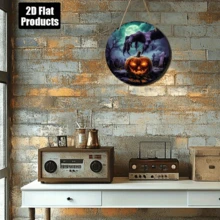 2D Flat, 1 Piece, Circular Wooden Decorative Painting Logo, Sky Themed Zombie Hand, Suitable For Bar, Kitchen, Coffee Shop, Home, Living Room, Office Decoration, Holiday Gifts, Halloween, Christmas Gifts, Perfect Gift For Gifting