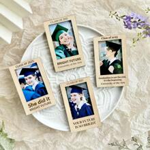 Customized Linden Wood Mini Magnetic Wooden Photo Frame, Instant Photo Printing, Engraved Wooden Frame, Personalized School Gift, Bulk/Back To School, Home & Living, Christmas Home Atmosphere, Autumn Home Refresh, Xmas Decoration