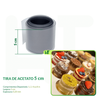 Tira de Acetato 5 cm para Bolos BWB - Tira de PET para Bolos e Sobremesas - Naked Cake