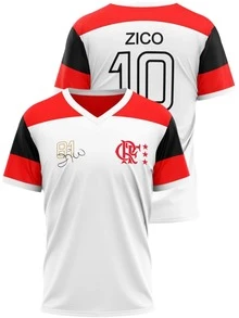 Flamengo Zico Retro Dry Max Men's T-Shirt Embroidered World Cup 1981 - Đỏ và trắng - Xem 6