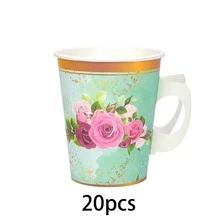 10件/20件/50件纸茶杯茶会装饰花艺纸茶杯带手柄花艺茶会用品适用于冷热饮品生日宝宝派对新娘婚礼春季装饰 - 彩色 - 查看 9