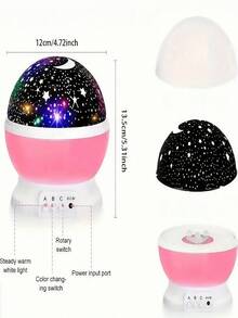 Proiettore rotante a 360° a forma di stelle e luna, proiettore LED blu/rosa rotante, luce da ballo romantica - illumina romanticamente camere da letto, piste da ballo, palchi, feste. Aggiungi scintillio a vacanze, feste, avventure di campeggio estive e feste