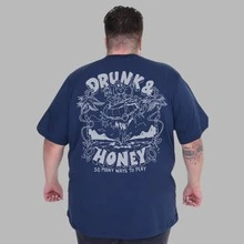 Character Design Shirt Plus Size Men's T-Shirt - Navy Blue - View 1