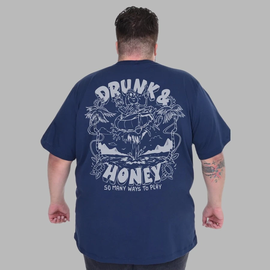 Character Design Shirt Plus Size Men's T-Shirt - Navy Blue - View 1