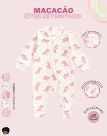 Girl 5-Piece Baby Romper Kit With Zipper 100% Cotton Printed Newborn Winter Layette 0 To 9 Months - Kit 5 Girls Assorted Prints - View 3