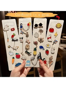 5/10 件珍珠胸针和鞋饰套装、蝴蝶结发夹、珠宝别针、时尚配饰组合、卡通胸针套装、卡通、别针、女士、纽扣