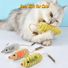 Conjunto de Brinquedos para Gato - Camundongos de Pelúcia e Varas de Catnip e Videira de Prata | Presente de Feriado para Gatos e Gatinhos