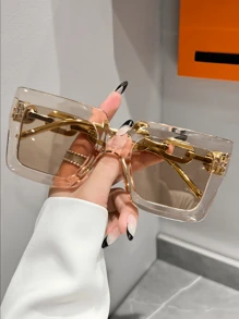 1 副塑料镜框方形时尚眼镜，波西米亚嘻哈风格方形墨镜