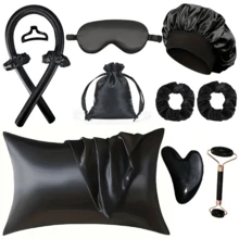 12pcs Sleeping Hairstyling Tool Set, Includes Curling Iron & Facial Massager, 1pc Pillowcase, Suitable For Light Beige Queen Suite, Heatless Curling Set, Night Curler, 1pc Sleep Mask, Facial Massage Roller For Women, Hair Styling, Hair Stuff, Curly Hair Products ,Hair Accessories, Hair Styling Kit, Hair Tool Kit, Hairstyling Set ,Hair Styling Tools