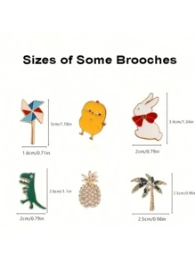 5/10 件珍珠胸针和鞋饰套装、蝴蝶结发夹、珠宝别针、时尚配饰组合、卡通胸针套装、卡通、别针、女士、纽扣