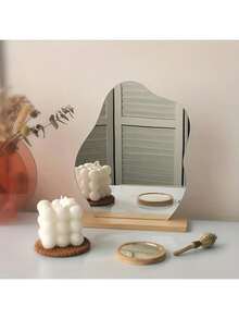 Espejo de maquillaje asimétrico, espejo de fotografía, espejo DIY asimétrico para dar forma, decoración de escritorio de acrílico - Plateado - Ver 1