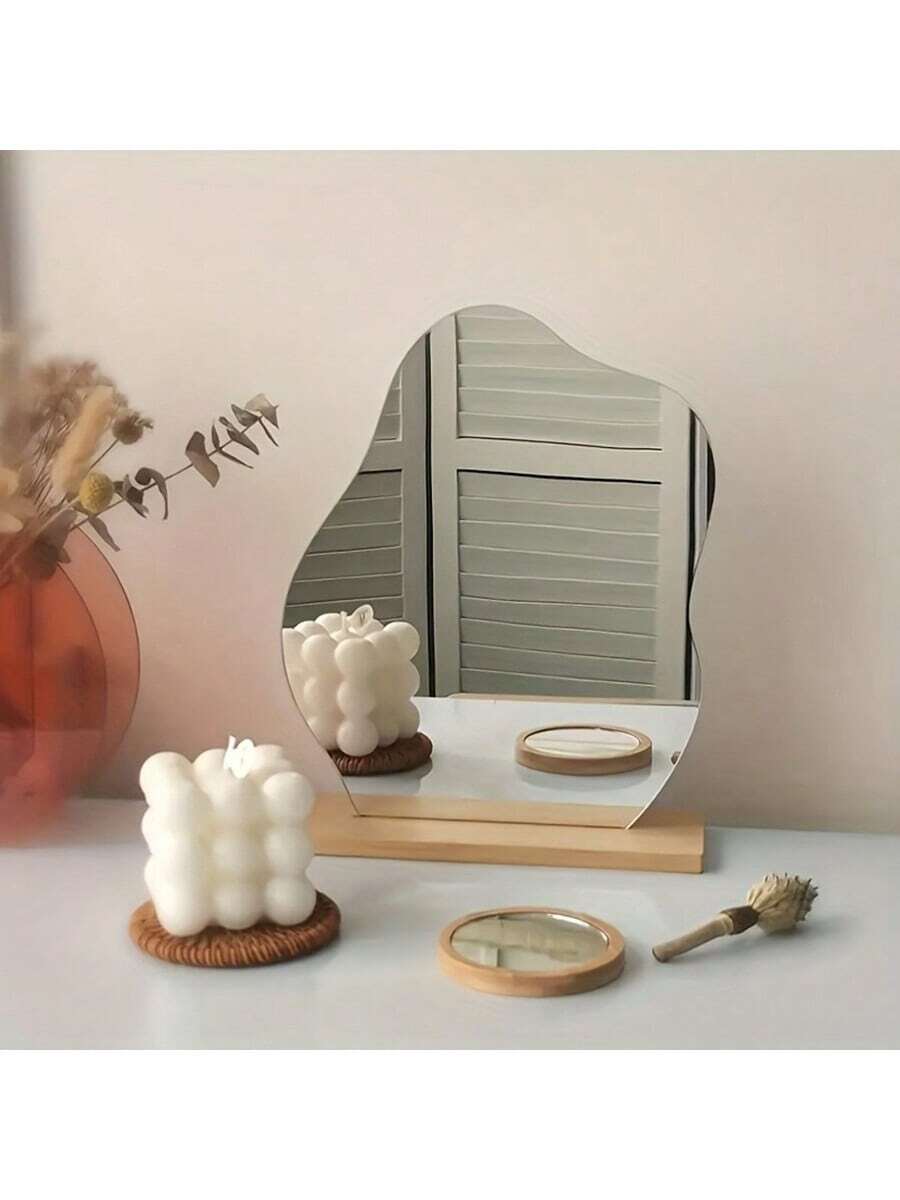 Espejo de maquillaje asimétrico, espejo de fotografía, espejo DIY asimétrico para dar forma, decoración de escritorio de acrílico - Plateado - Ver 1