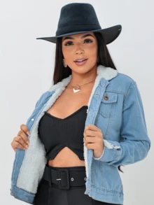 Women Denim Jackets & Coats - Medium Wash - View 1