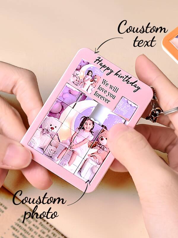 Custom Photo Puzzle, 16 Small Square Photo Puzzles, White Base Puzzle, Smooth Sliding Board, Custom Photo Collage, Fun And Delightful, Suitable For Friends, Family And Loved Ones To Use.