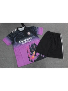 Cool Purple Black Contrasting Football Shirt, High-End Sports Top, Dual-Use For Competition And Training, Supports DIY Printing - Purple - View 2