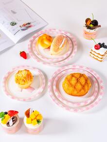10/25pcs Bowknot Paper Plates, Pink Bow Designed Disposable Plates For Party, Birthday Party, Gift-Giving, Hold 25 Guests - Multicolor - View 4