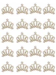 10pcs 0.98x0.95 Inch / 2.49x2.41 Cm Rhinestone Crown Design Charms, Craft Supplies DIY Handmade Party Jewelry Decorations