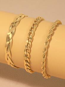 3pcs Simple & Personalized Stainless Steel Women's Bracelet, Fashionable Accessory Suitable For Parties, Dance Events, And Daily Wear