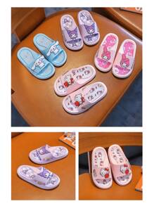 Sanrio Cute & Comfortable Summer Slippers(Pink-My Melody), Anti-Slip Sole, Lightweight & Soft, Indoor/Outdoor Cartoon Slide Sandals, with Multiple Sizes Available, Cute Cartoons Characters Designs, Parent-Child Matching