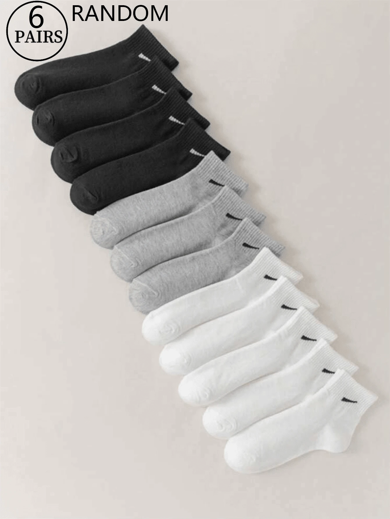 6 Pairs Of Black, White, And Gray Tri-Color Mix-And-Match Casual Sports Socks, Unisex Student Campus Versatile Stylish Style, Soft Skin-Friendly, Comfortable Breathable Odor-Proof. Suitable For Daily Wear.