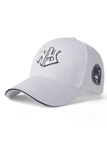 1 件男女通用休闲纯色字母刺绣棒球帽，涤纶后扣帽，适合户外活动和日常穿着