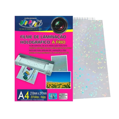 Filme de Laminação A4 Holográfico a frio Com 20 Folhas - OFFPAPER
