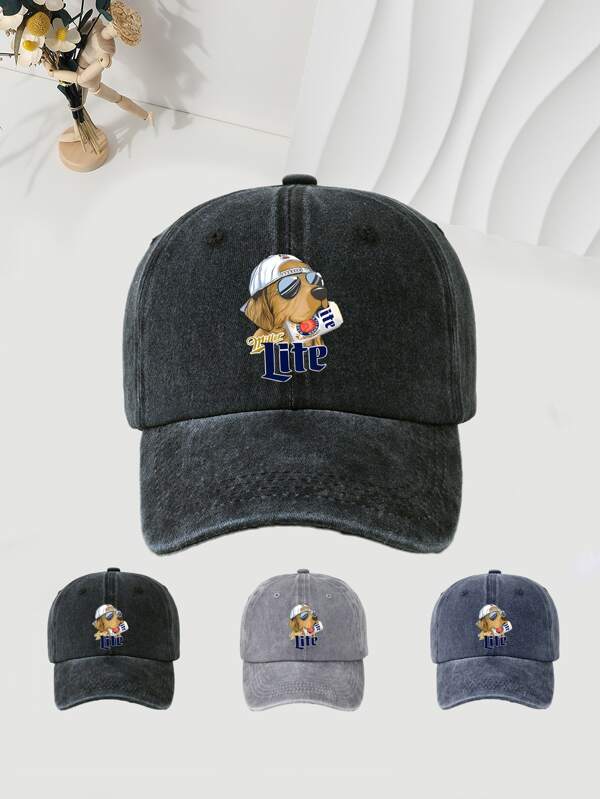 1 pieza Gorra de béisbol ajustable con estampado de "Golden Retriever" - Estilo lavado vintage, sombrero casual unisex de protección solar, ideal para actividades al aire libre, regalo de moda para vacaciones