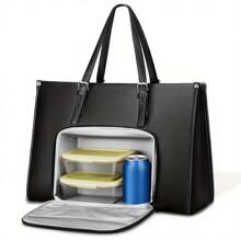 MATEIN 15.6 Inch Laptop Tote Bag For Women With Insulated Lunch Compartment, PU Leather Large Handbag With USB Port, Leakproof Food Pocket And Organizer For Teachers Nurses Office Moms Work Travel, Convertible Shoulder Bag Fits Laptop Lunch Essentials, Soft Flexible Daily Bag For Commute Back To School College Gift