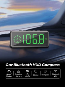 REMAX 车载 GPS 数字车速表、GPS 指南针抬头显示器（适用于所有车型）、带 FM 收音机、支持存储卡、时间显示、汽车配件、超实用户外运动汽车用品 - 黑色 - 查看 2