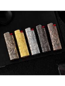 1pc Coiled Dragon 3D Embossed Lighter Case, Pixiu 3D Embossed Lighter Case, Suitable For BIC J6 Full Size Lighters - Fashionable And Durable Explosion-Proof Metal Lighter Case, Windproof Minimalist Vintage Durable, Metal Lighter Shell, Button Closure, Compact And Lightweight, Non-Slip Design, Explosion-Proof, Suitable For Lighters And Matches - Pixiu - View 12