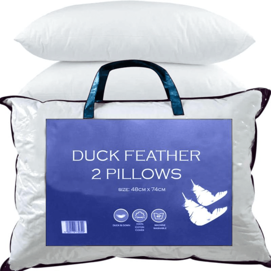 Soft Duck Feather Pillows (2 Pack) – Luxury Bed Pillows For Sleeping, Soft & Supportive Duck Feather Inserts For All Sleep Positions – Breathable, Washable & Hypoallergenic (50X75cm)