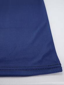 2025 Custom Your Own Jersey, Breathable Quick-Dry 210g Single Piece Top, Unisex Sports Team Club Training V-Neck Football Shirt With Front & Back Printed Name, Number, Logo, Comfortable Fit, Navy Blue With Red - Multicolor - View 7