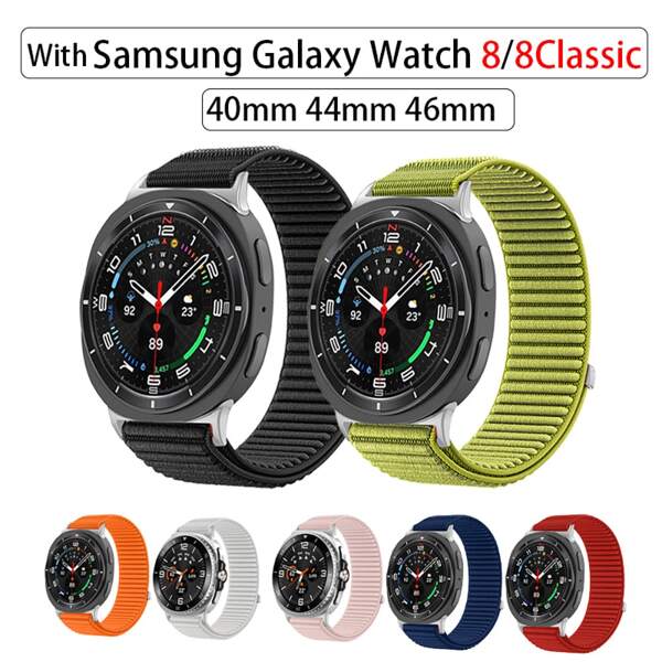 Stretch Nylon Wave Pattern Strap Compatible With Samsung Galaxy Watch 8/8 Classic 40mm 44mm Band Women/Men,Breathable Elastic Webbing Bracelet Wristband Compatible With Samsung Watch 8 Classic/8 Smartwatch Accessories