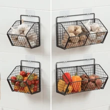 Wall Mounted Ginger Garlic Storage Rack, 1 Count Multi-Grid Kitchen Storage Basket Tidying Tool, Kitchen Storage Organizer, Home Organizer, Kitchen Organization, Holder Organizer, Home Decor Organiser - 黑色 - 查看 4