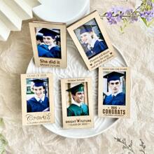 Customized Linden Wood Mini Magnetic Wooden Photo Frame, Instant Photo Printing, Engraved Wooden Frame, Personalized School Gift, Bulk/Back To School, Home & Living, Christmas Home Atmosphere, Autumn Home Refresh, Xmas Decoration